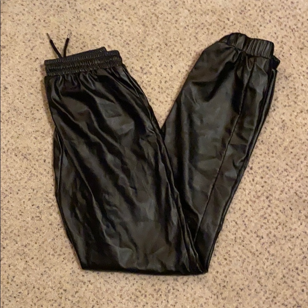 Faux Leather Joggers